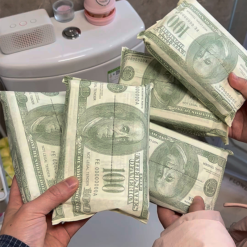 美元抽取式卫生纸美金餐巾纸三层加厚柔软纸手帕可携式小包美钞印