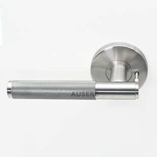 房门锁 卫生间按钮单舌锁 304不锈钢实心执手锁 防滑滚花门把手