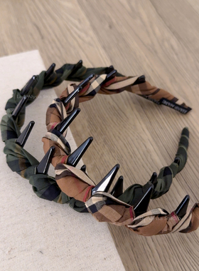 复古格纹齿梳发箍 高货品质chao好！布艺窄边外出头箍女压发洗脸