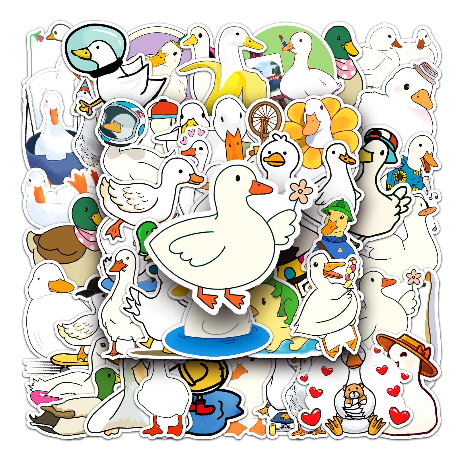 50张鸭子涂鸦卡通可爱动物咕卡手账DIY滑板手机壳行李箱贴纸防水,文具电教/文化用品/商务用品,贴纸/立体贴纸,淘宝优惠券,粉丝福利购,淘宝优惠卷
