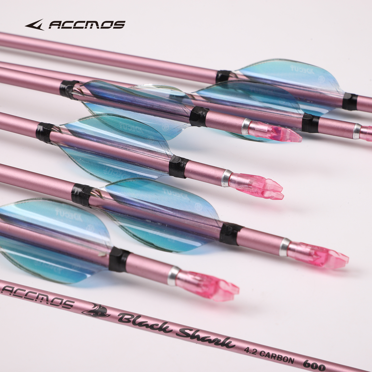 粉色箭支螺旋箭羽 4.2内径纯碳反曲竞技旋羽箭支挠度羽色可选成品