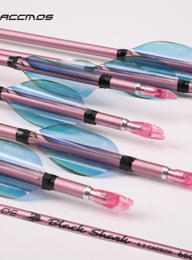 粉色箭支螺旋箭羽 4.2内径纯碳反曲竞技旋羽箭支挠度羽色可选成品