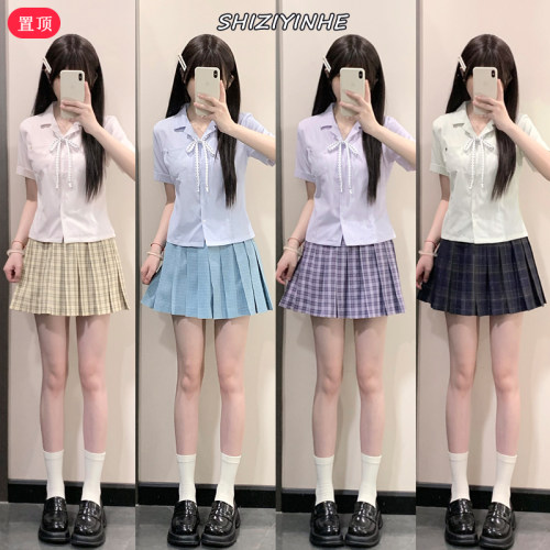 十字银河学院风女原创JK条纹衬衫
