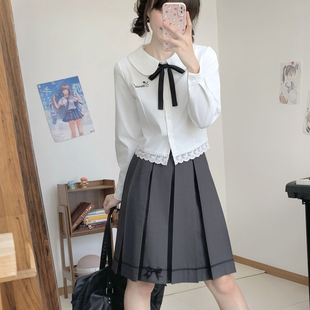 上衣 十字银河原创校供百褶裙收腰衬衫 学院风jk制服套装 花泠中