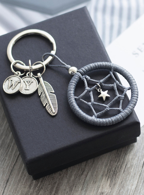 【YMX】自制捕梦网钥匙扣挂件手工diy材料包英文字母情侣钥匙链