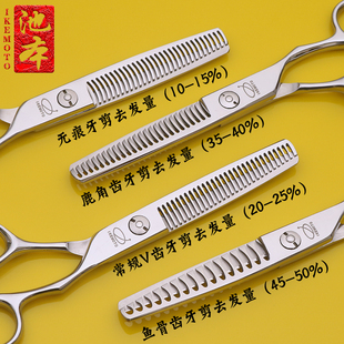 美发剪刀平牙剪无痕鹿角齿鱼骨打薄剪 池本专业发型师理发剪刀套装