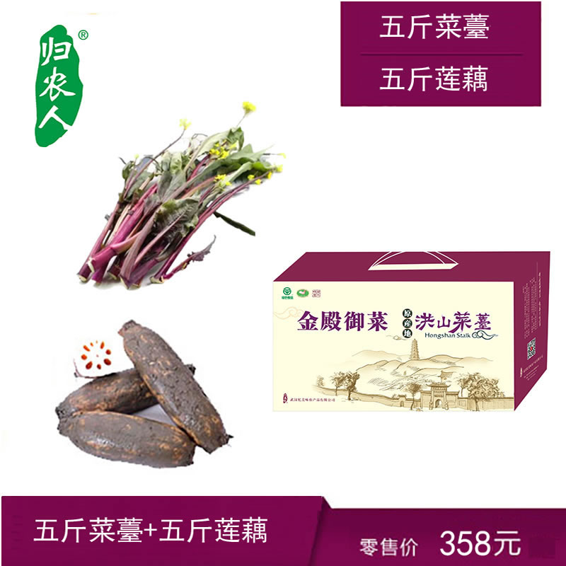 湖北武汉特产洪山菜薹蔡甸莲藕拼装礼盒红菜苔煲汤粉藕团购送礼