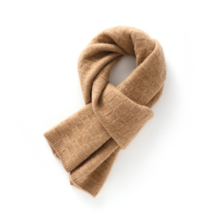 小小象~山羊绒围巾女秋冬保暖针织毛线围脖护颈脖套格子百搭