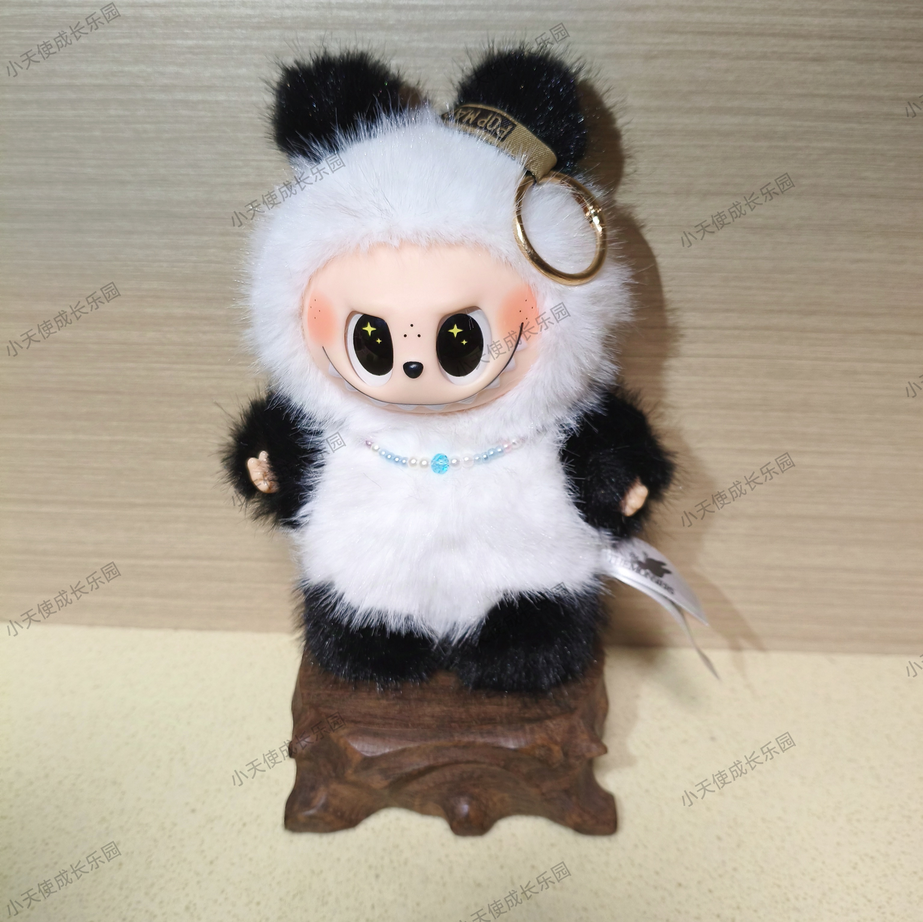 labubu改娃毛绒公仔糖胶熊猫拉布布挂件马卡龙玩具