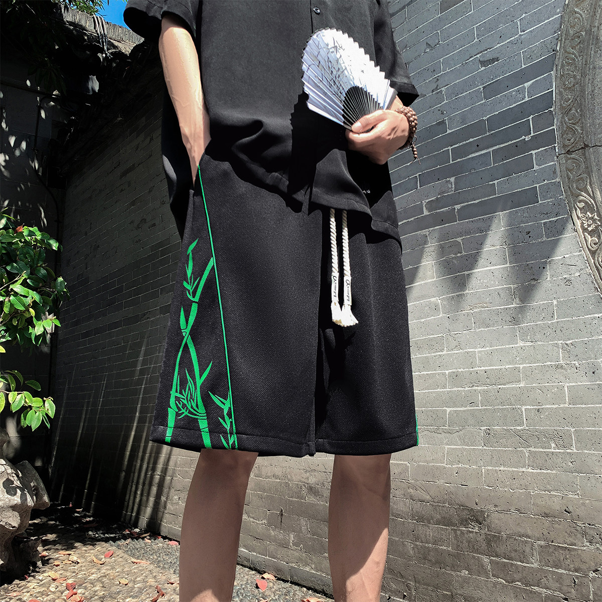 新中式夏季2024菠萝格舒适透气短裤男百搭潮牌A107-DK6027-特P32,男装牛仔裤,电商A107