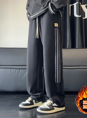 菠萝格 秋冬季百搭直筒大码美式条纹长裤 CK98015-特P35厚40