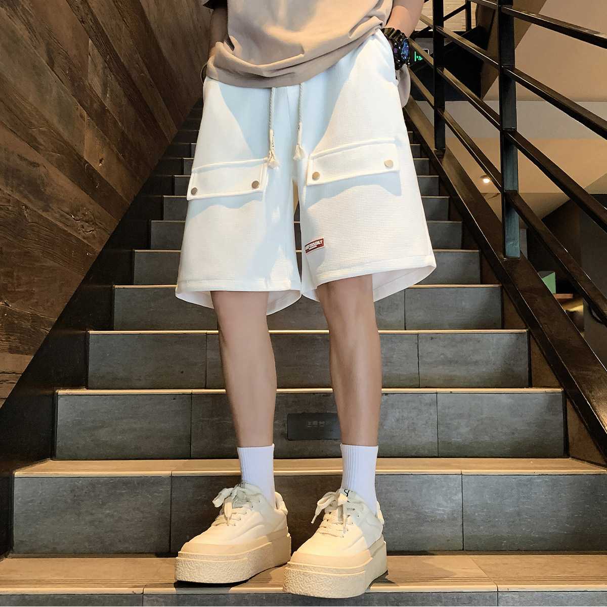 美式华夫格短裤男2024夏季新款大码百搭五分裤A107-DK6025-特P30,男装牛仔裤,电商A107