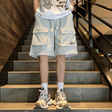 美式华夫格短裤男2024夏季新款大码百搭五分裤A107-DK6021-特P32，男装牛仔裤，电商A107
