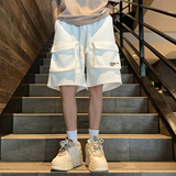 美式华夫格短裤男2024夏季新款大码百搭五分裤A107-DK6021-特P32，男装牛仔裤，电商A107