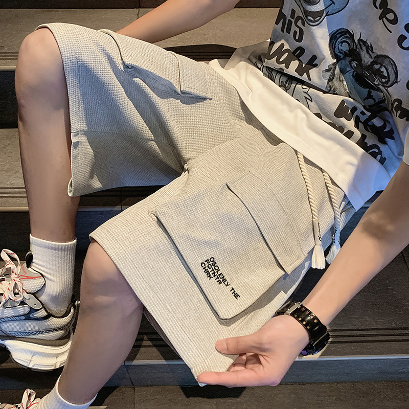 美式华夫格短裤男2024夏季新款大码百搭五分裤A107-DK6021-特P32,男装牛仔裤,电商A107