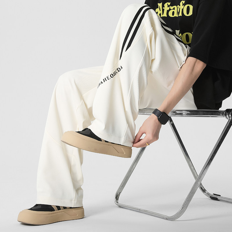 得物可二开2025夏季透气百搭休闲冰丝长裤A107-CK2577-P38控88,男装休闲裤,电商A107