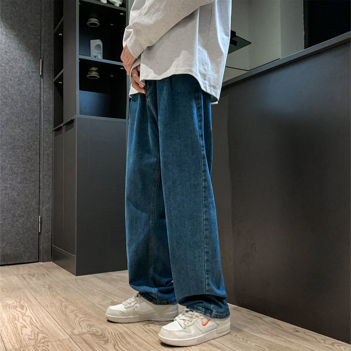 直播品质港风2023抖音重磅推牛仔裤直筒休闲长裤A107-8182-P55,男装牛仔裤,电商A107