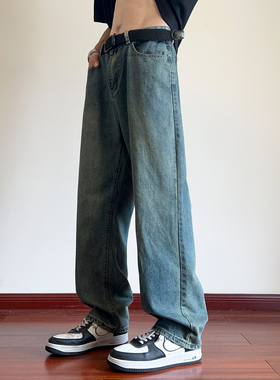 美式高街牛仔裤男女秋冬水洗宽松修身直筒长裤 A107-H807-特P30