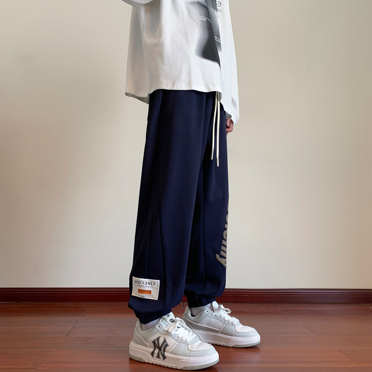 春秋季运动裤男潮流宽松束脚卫裤初高中生潮流简约百搭休闲长裤子,男装卫衣,电商A107