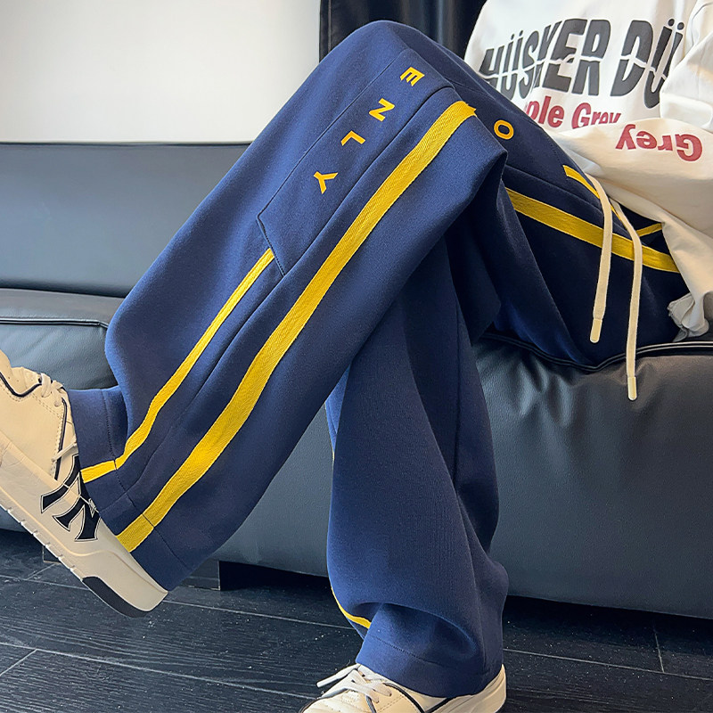 320克华棉2026秋季新款直筒大码条纹印花拖地长裤CK98116-特P45，男装休闲裤，电商A107