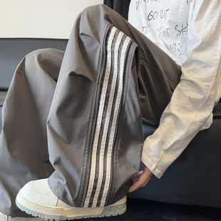 CK25728 A107 特P38 休闲裤 高品质百搭侧边拉链条纹美式