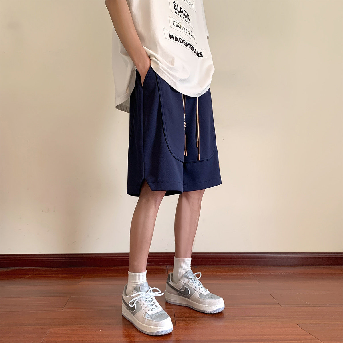 抖音品质A107-K23807-特P25菠萝格:93%聚酯纤维7%氨纶短裤,男装牛仔裤,电商A107