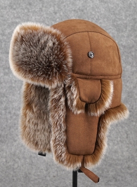 VISON 新款雷锋帽东北加绒加厚护耳防寒棉帽户外大码滑雪帽男女潮