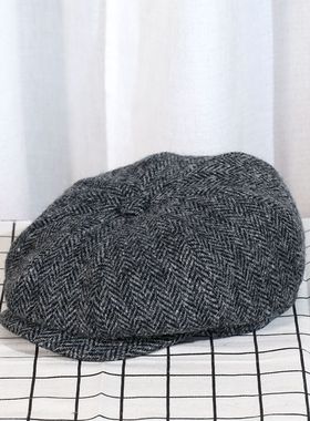 VISON 英伦八角帽粗花呢报童帽哈里斯风格鸭舌帽浴血黑帮帽子男女