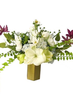 轻奢蓝色绣球花白绿色仿真花艺套装/茉莉花家居样板房花艺摆件
