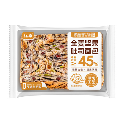 优卓全麦坚果吐司面包80克/袋±5克
