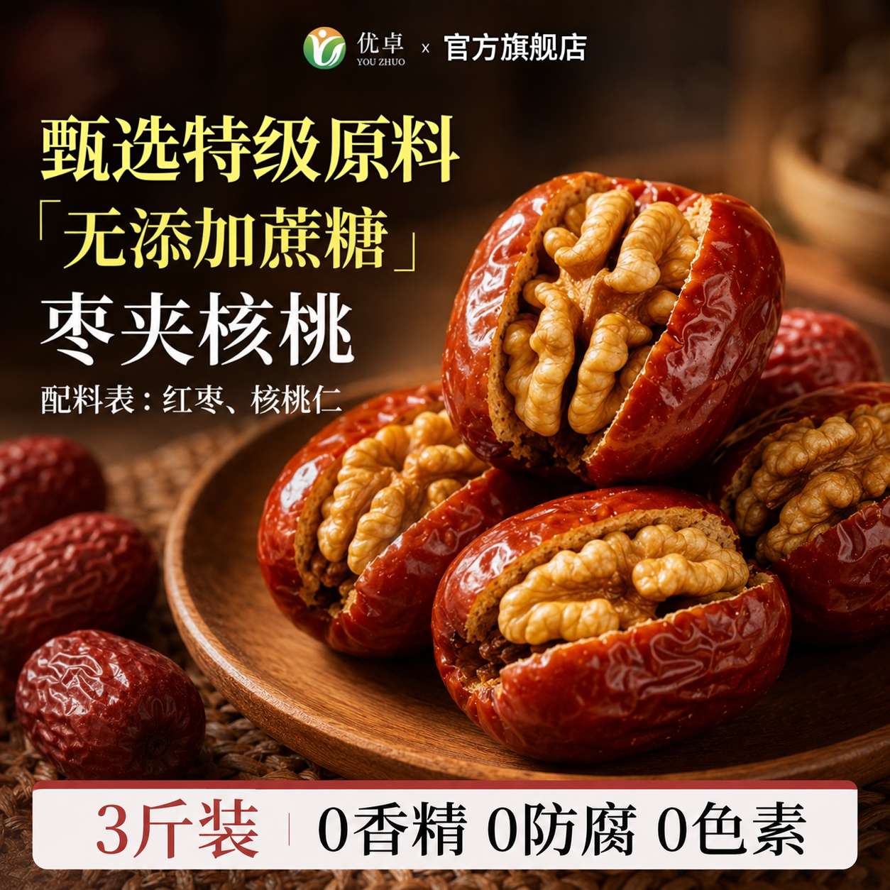 新疆特产枣夹核桃仁单独包装官方旗舰店去核红枣孕妇无添加零食