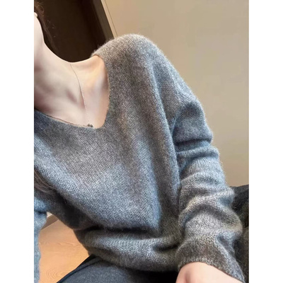 轻奢高级感！V领山羊绒衫女