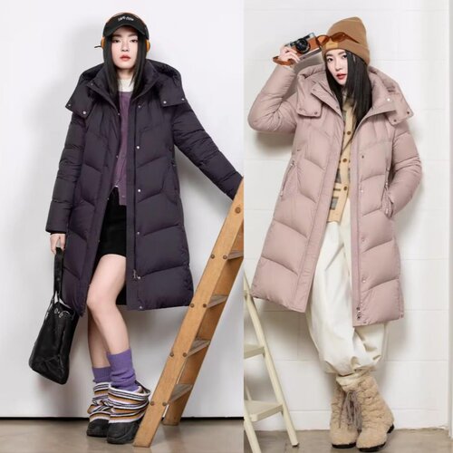 2026新款女修身中长款羽绒服九成品半成品定制翻新加厚加工YM8807