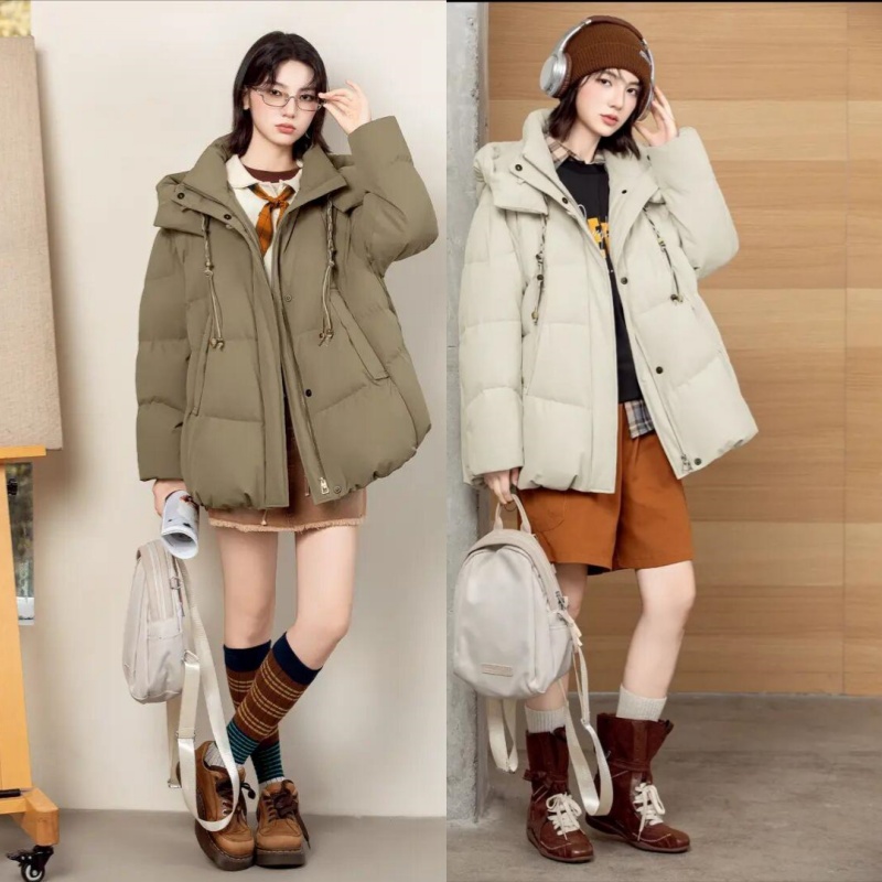 2025款女休闲宽松短款羽绒服九成品9006叶半成品定制翻新加厚加工