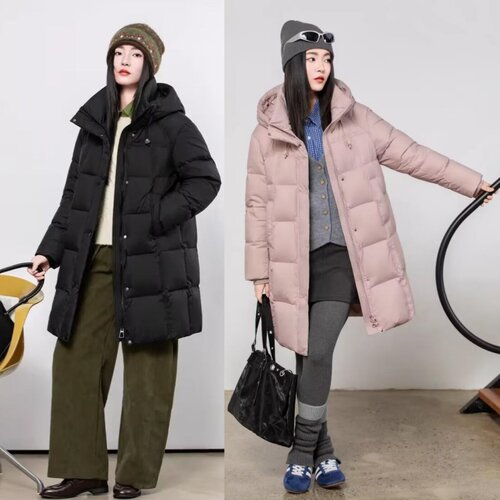 2026新款女修身中长款羽绒服九成品半成品定制翻新加厚加工YM8802
