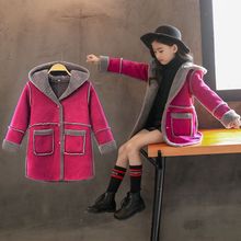 韩版 儿童中大童中长款 呢子加厚大衣潮 女童毛呢外套秋冬装 2019新款