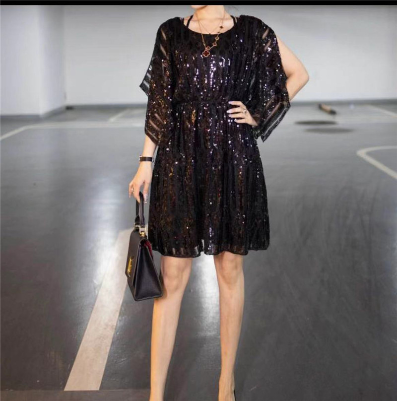 抖音重工亮片钉珠开衩斗篷礼服裙