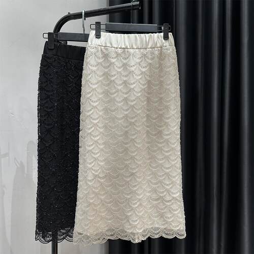 波光凌凌半身裙重磅珠片设计感2025新款早春韩版人鱼姬高腰半身裙