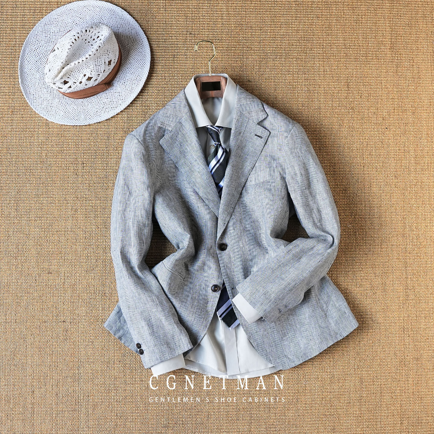 CGENTMAN老钱100%亚麻西服男绅装米兰眼高定亲王格西装外套绅装潮