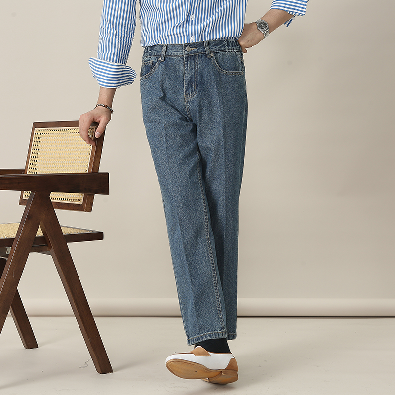 拉链长裤水洗四季蓝色