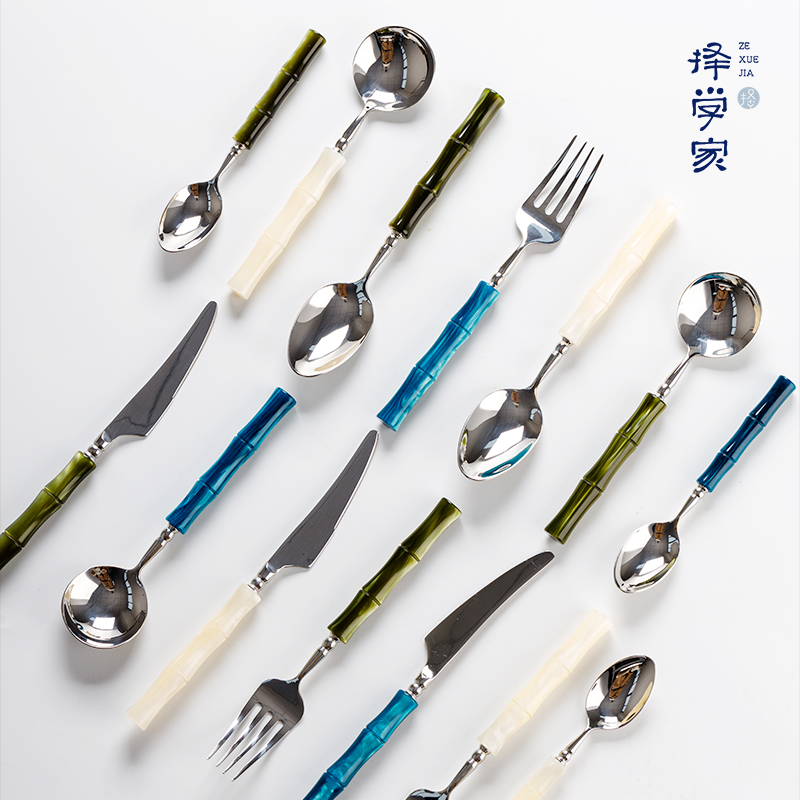 择学家不锈钢食品级西餐中餐勺子叉子高颜值创意调羹刀叉家用商用