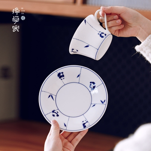 择学家陶瓷咖啡杯景德镇陶瓷杯子手绘咖啡杯碟套装高颜值个人专用