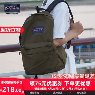 JanSport杰斯伯暗軍綠男學(xué)生書包戶外通勤電腦包時(shí)尚 休閑雙肩背包