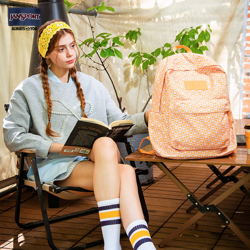 JanSport25年新款心想事橙双肩背包男女初高中大学生书包