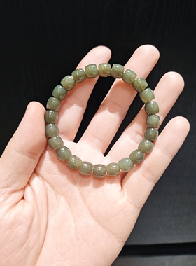 清仓特价 7乘8m大尺寸和田玉桶珠直切手串油润少黑点