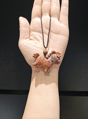 46乘40m非遗合香珠敦煌双面马上有钱小马吊坠项链毛衣链