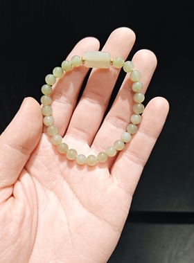 6m和田玉浅晴配无事牌手串手链无黑点品质好