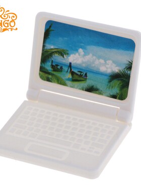 1:12娃娃屋dollhouse迷你模型书房场景配件 白色笔记本电脑可开合