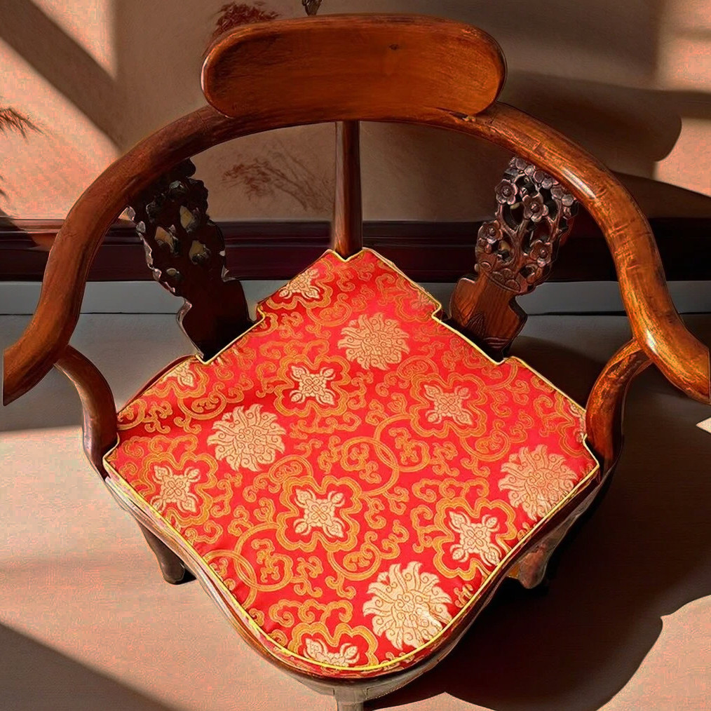 三角椅坐垫中式古典红木椅子垫佳人椅圈椅茶椅异形太师椅餐椅定制