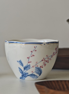 诺裔家 日本器 鸣海陶瓷杯釉下彩风花卉果系列手握茶杯日用水杯C